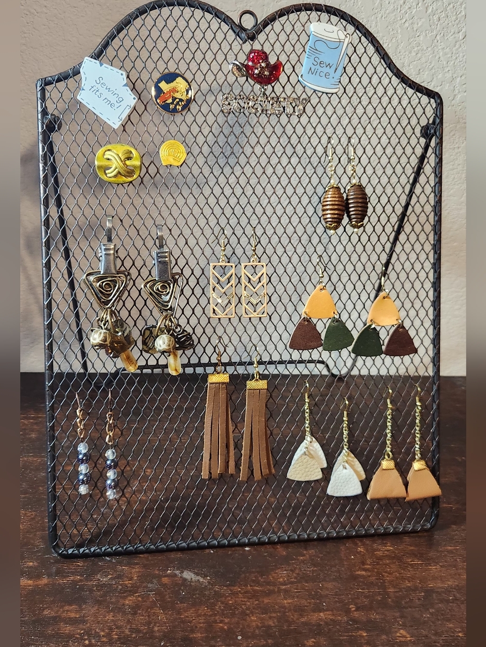 Mixed Earring Set - Leather Tassel & Geometric Dangles